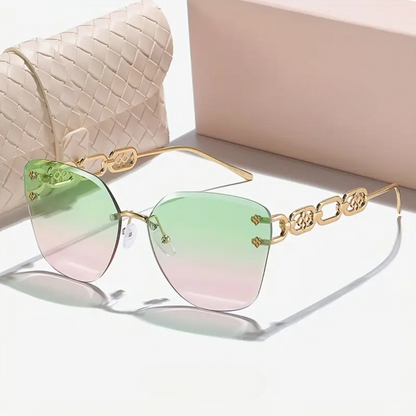 Exquisite Gradient Cat-Eye Rimless Summer Shades