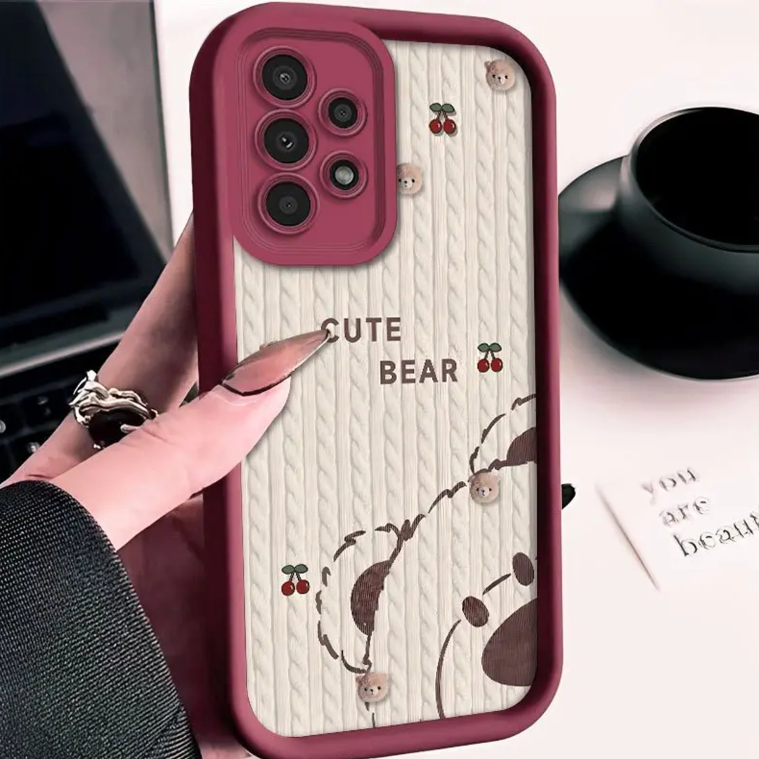 Comfort Knit Texture Bear Pattern Case - Samsung