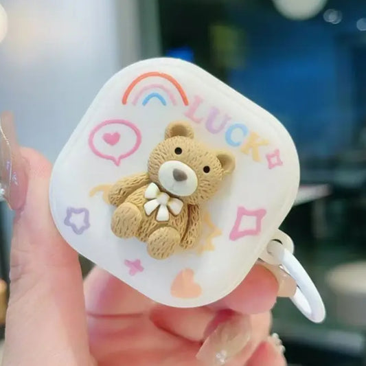 Adorable Bow Bear Earbuds Case For Galaxy Buds