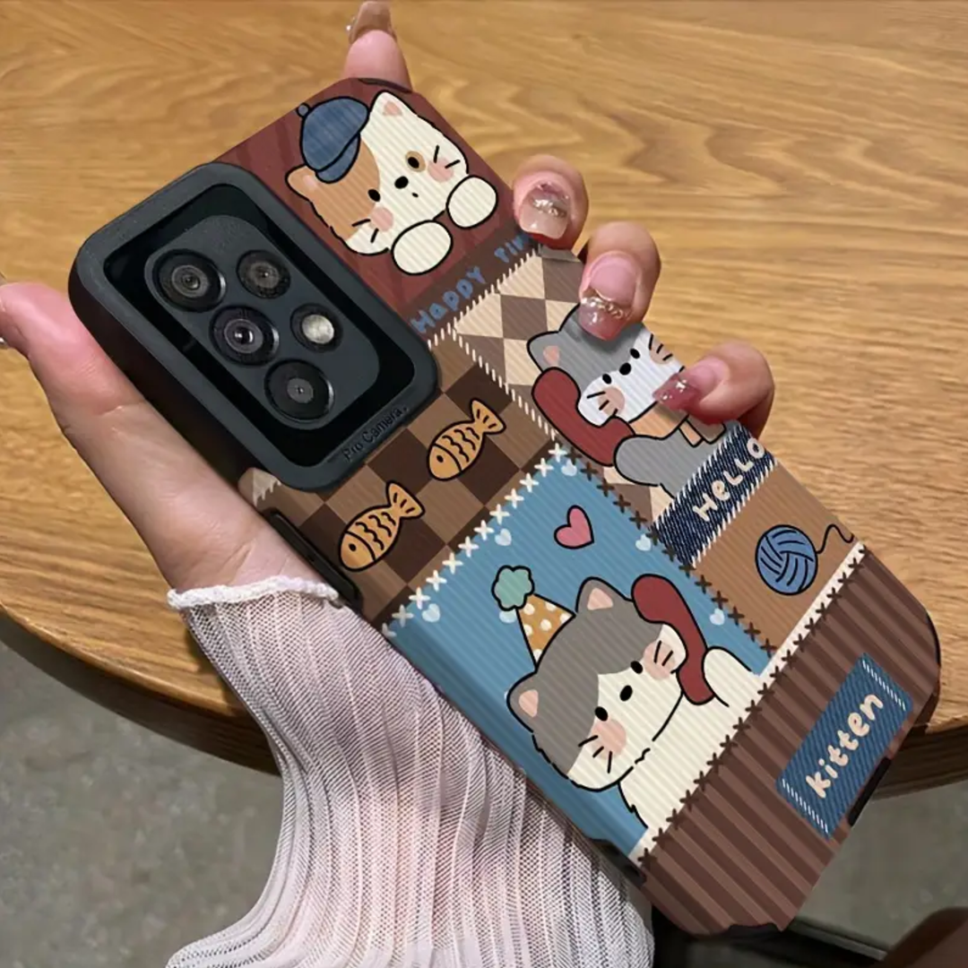 Cartoon Plaid Kitten Fantasy Case - Samsung