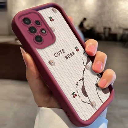 Comfort Knit Texture Bear Pattern Case - Samsung