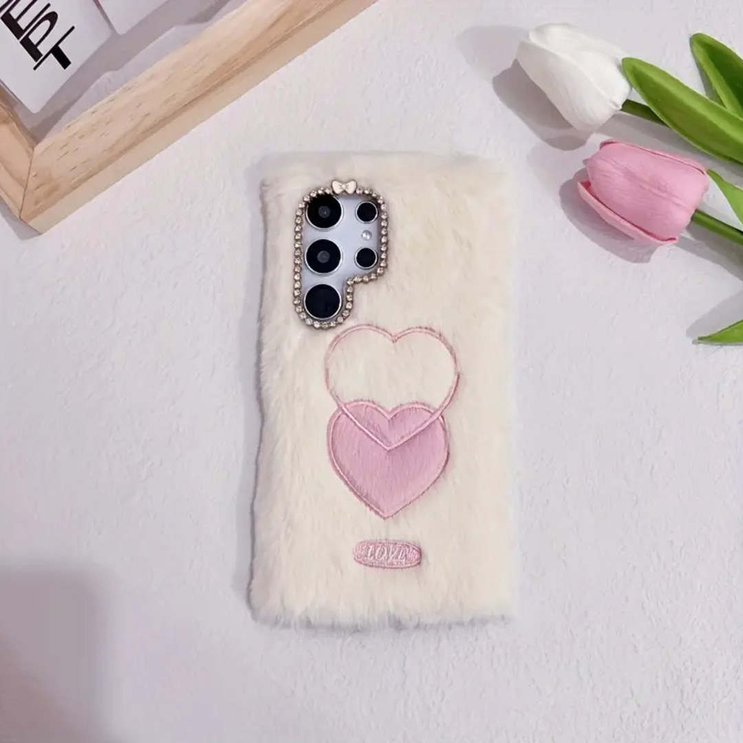 Double Heart Plush Case - Samsung