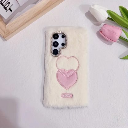 Double Heart Plush Case - Samsung