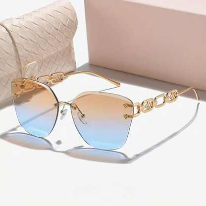 Exquisite Gradient Cat-Eye Rimless Summer Shades