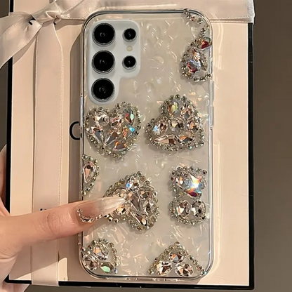 3D Laser Rhinestone Heart-Shaped Gradient Shell Case - Samsung