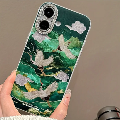 Green Hills Crane Majesty Rhinestones Case