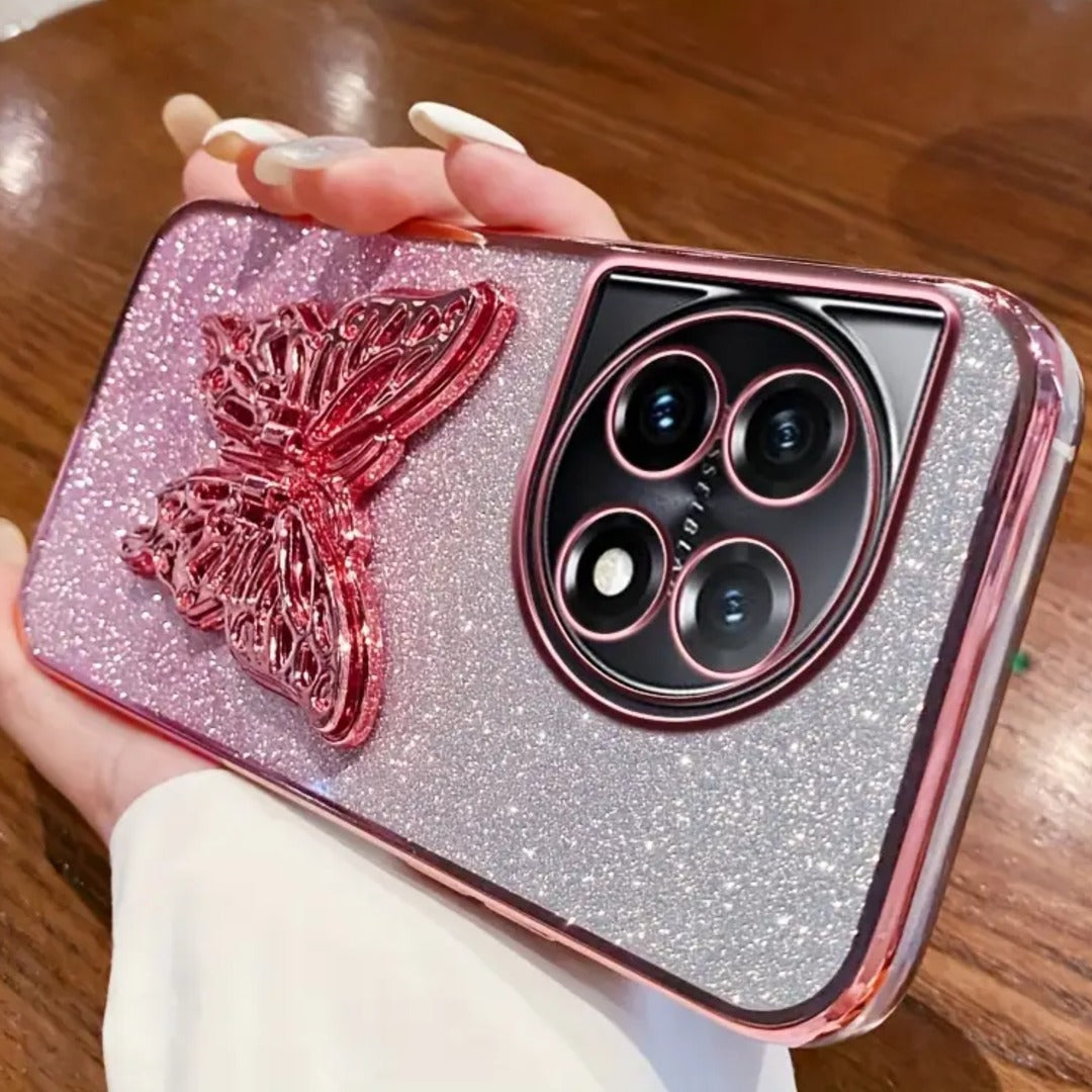 Glamorous Glitter Case with Butterfly Accent