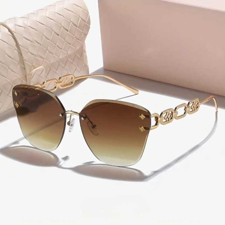 Exquisite Gradient Cat-Eye Rimless Summer Shades