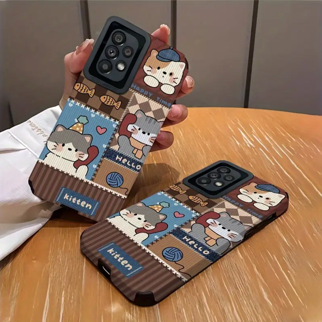 Cartoon Plaid Kitten Fantasy Case - Samsung