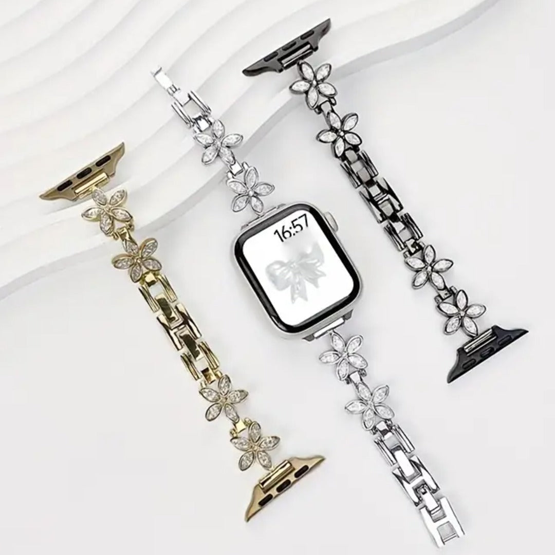 Five Petal Blossom Metal Bracelet Stylish Strap