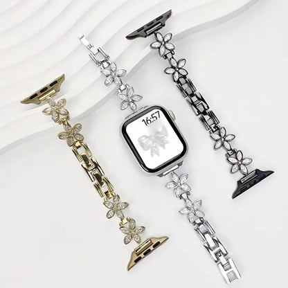 Five Petal Blossom Metal Bracelet Stylish Strap