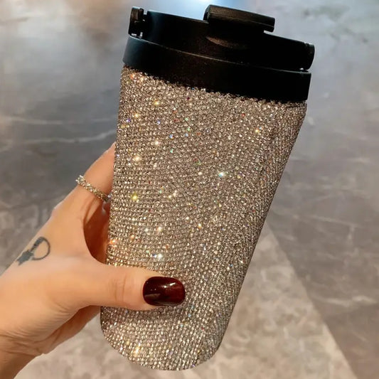 Glamorous Rhinestone Embellished Stainless Steel Tumbler