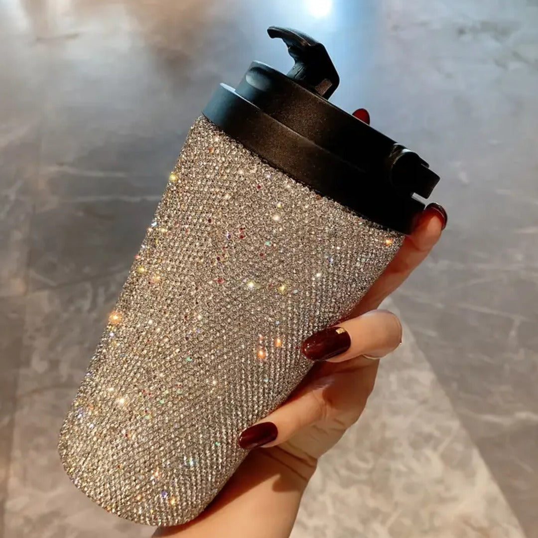 Glamorous Rhinestone Embellished Stainless Steel Tumbler