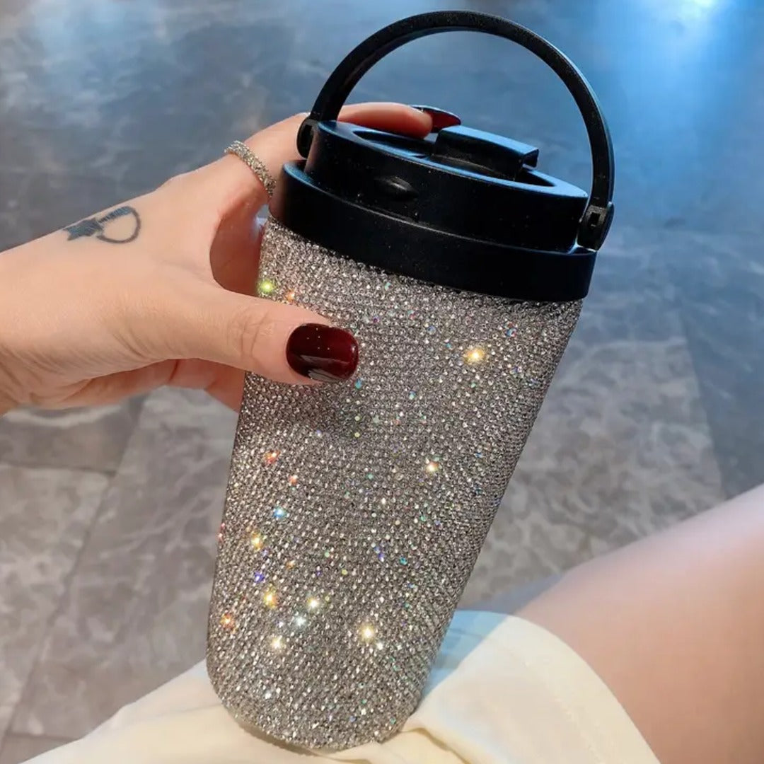 Glamorous Rhinestone Embellished Stainless Steel Tumbler