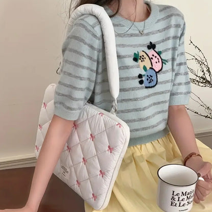 Dreamy Blush Bow Handle Macbook Bag