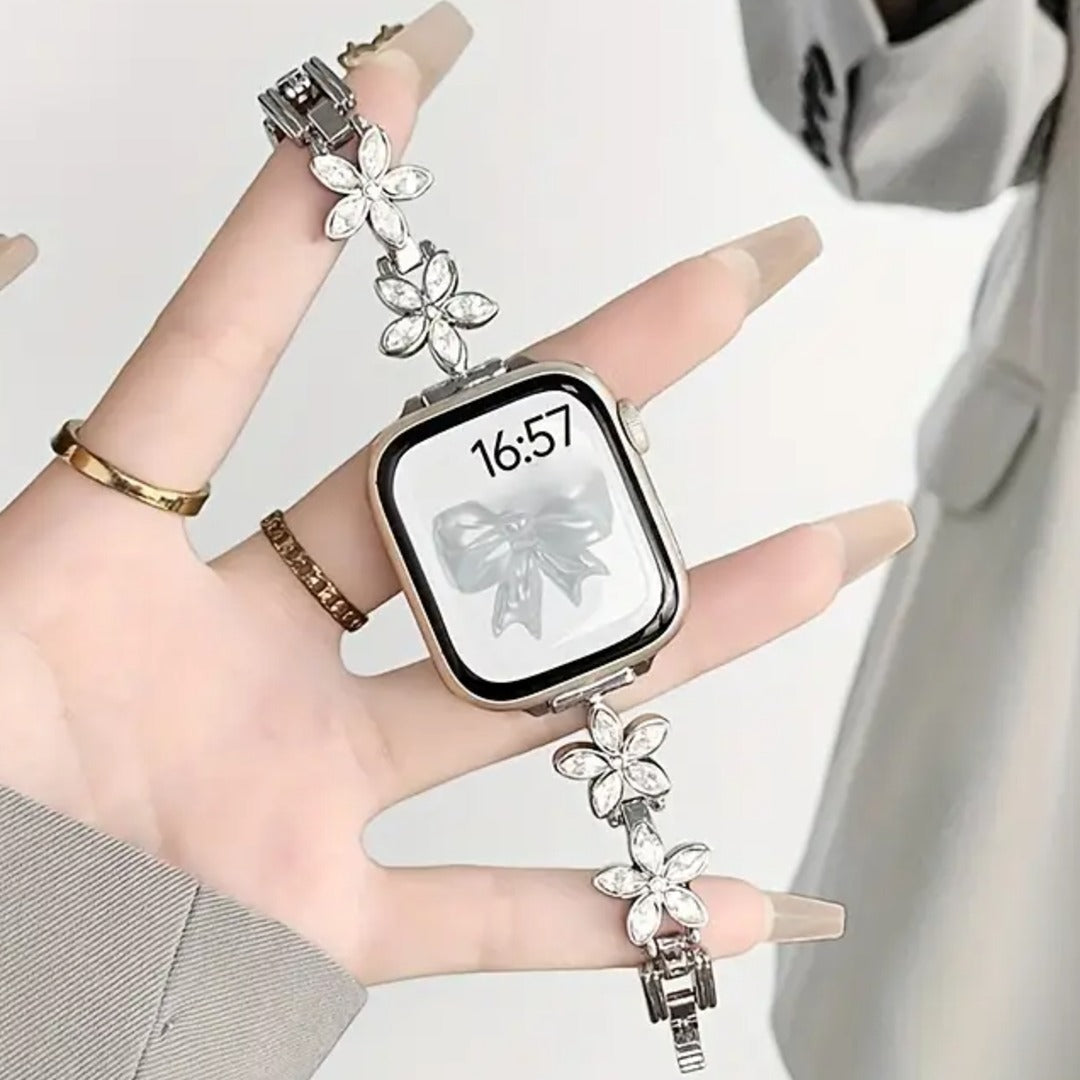 Five Petal Blossom Metal Bracelet Stylish Strap