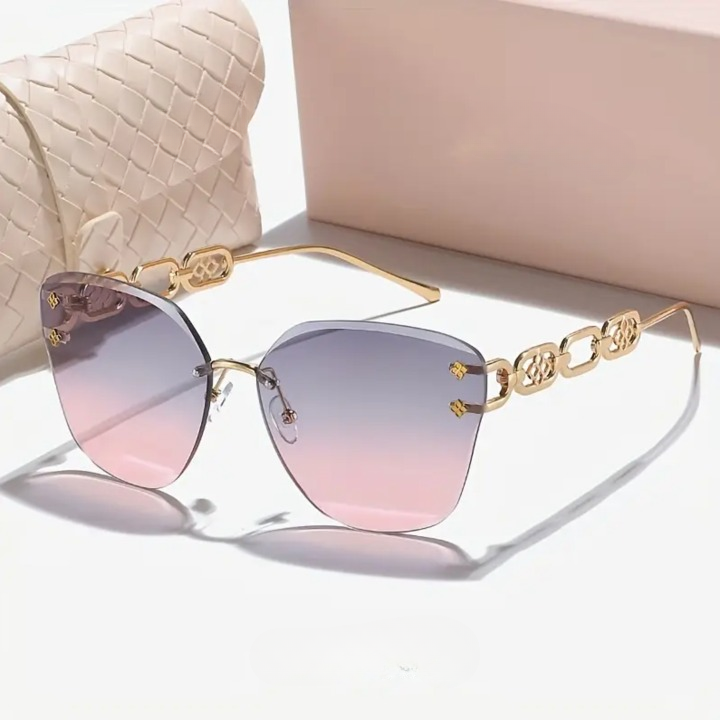 Exquisite Gradient Cat-Eye Rimless Summer Shades