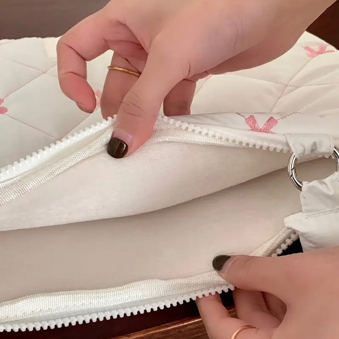 Dreamy Blush Bow Handle Macbook Bag