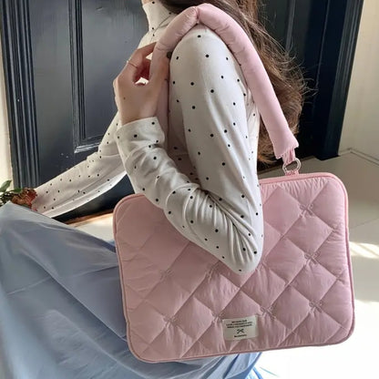 Dreamy Blush Bow Handle Macbook Bag