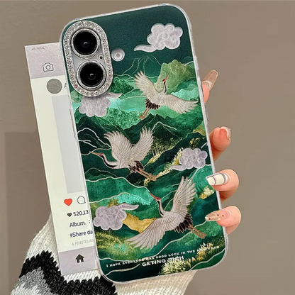 Green Hills Crane Majesty Rhinestones Case