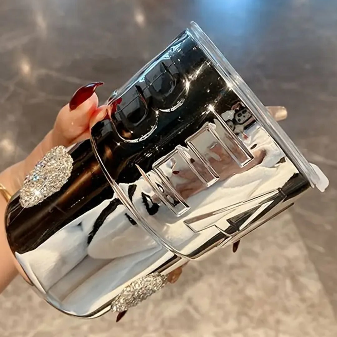 Glam Rhinestone Stainless Steel Coffee Mug