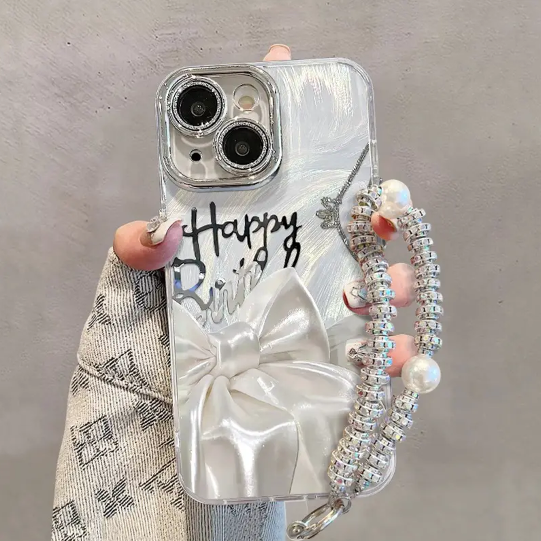 Elegance Silk Bow Pattern Charm Case