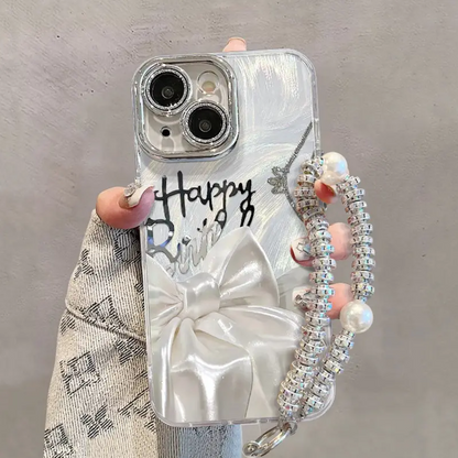 Elegance Silk Bow Pattern Charm Case