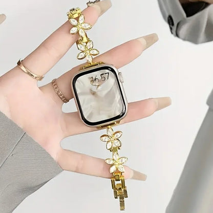 Five Petal Blossom Metal Bracelet Stylish Strap