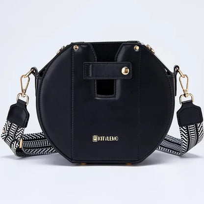 Stylish Tumbler Crossbody Bag with Gold Accents