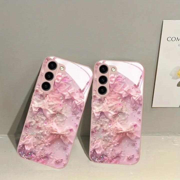 Glitter Bowknot Glass Case - Samsung