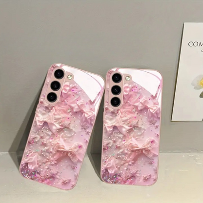 Glitter Bowknot Glass Case - Samsung