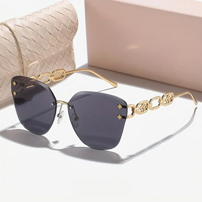Exquisite Gradient Cat-Eye Rimless Summer Shades