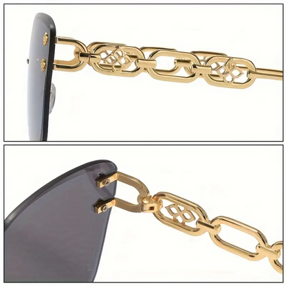 Exquisite Gradient Cat-Eye Rimless Summer Shades