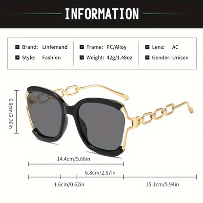 Elegant Metal Chain Semi-Rimless Shades
