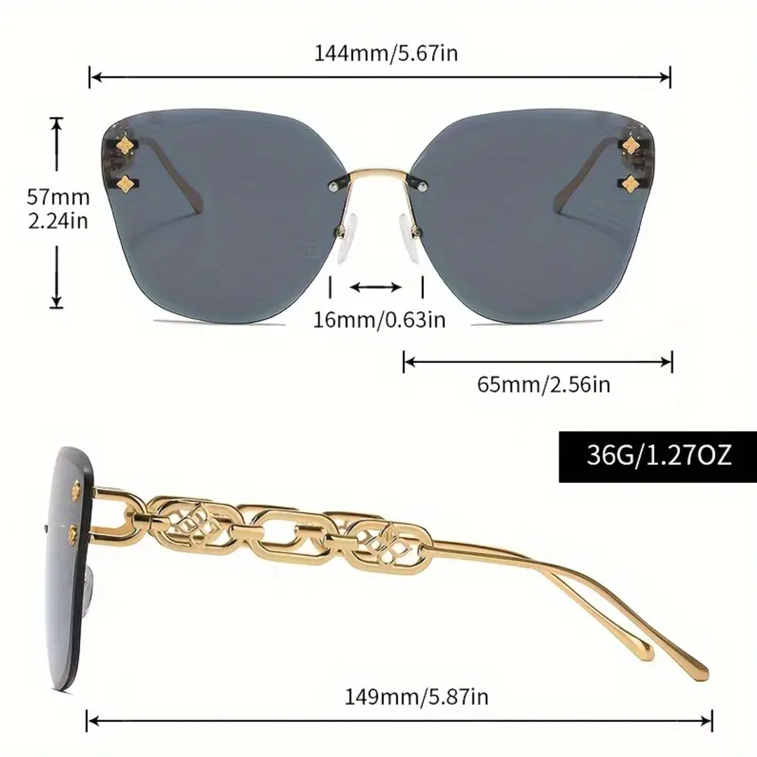 Exquisite Gradient Cat-Eye Rimless Summer Shades