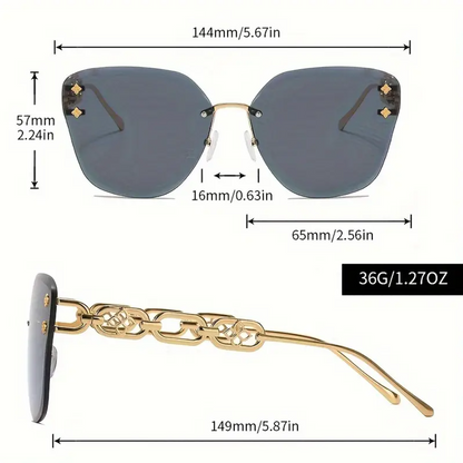 Exquisite Gradient Cat-Eye Rimless Summer Shades