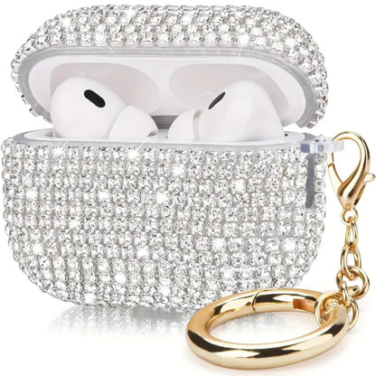Sparkling Crystal AirPods Case with Gold Keychain