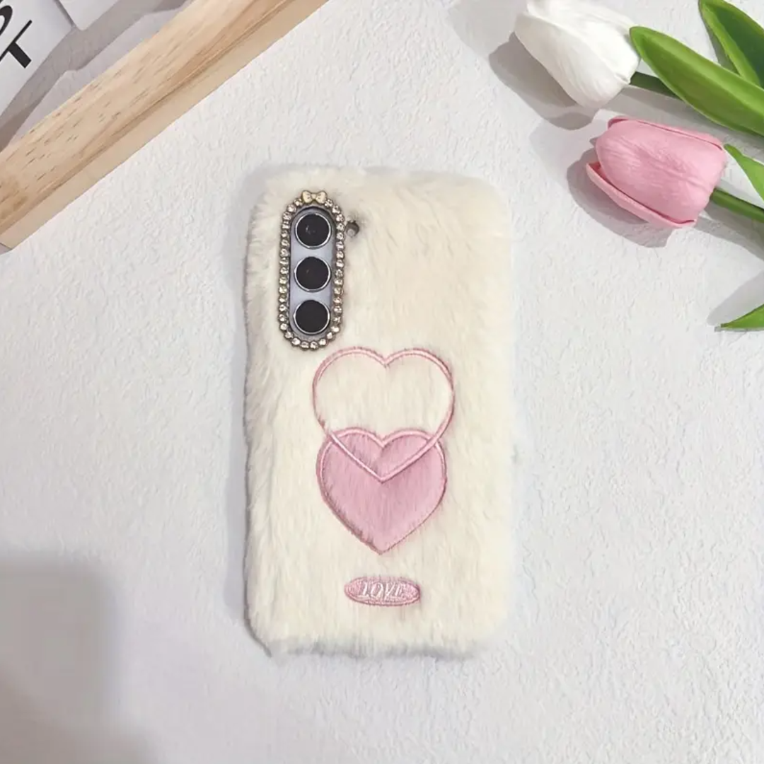 Double Heart Plush Case - Samsung