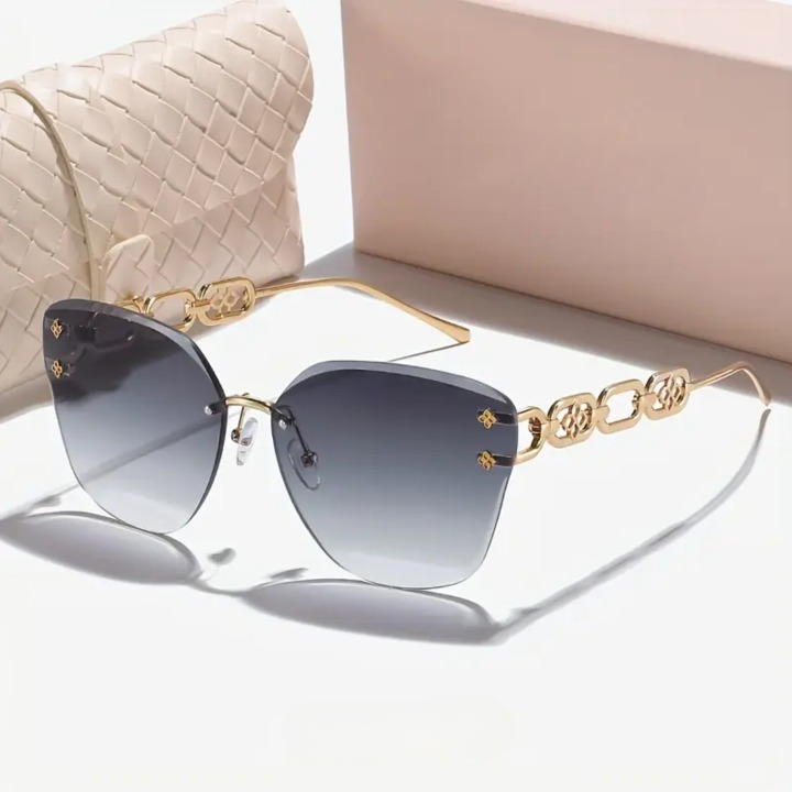 Exquisite Gradient Cat-Eye Rimless Summer Shades