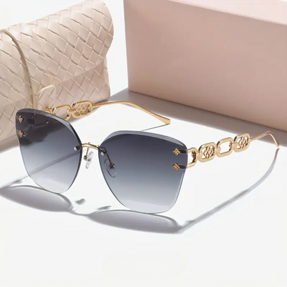 Exquisite Gradient Cat-Eye Rimless Summer Shades