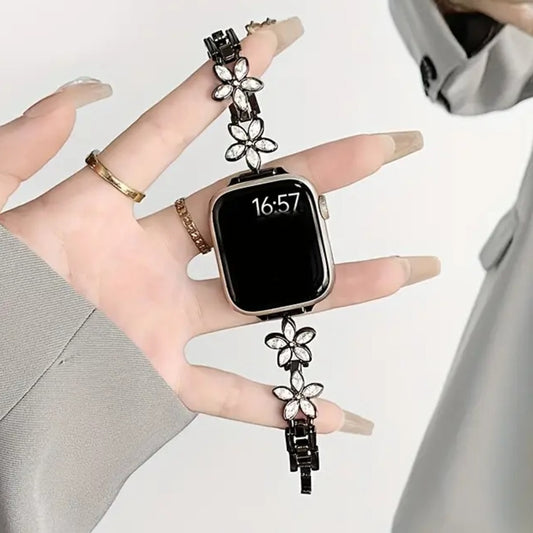 Five Petal Blossom Metal Bracelet Stylish Strap