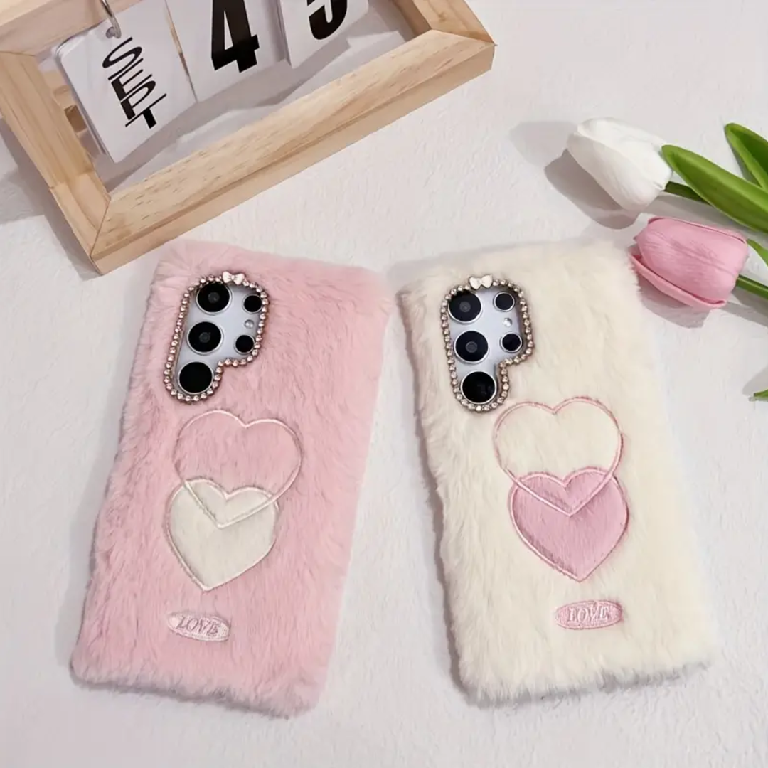 Double Heart Plush Case - Samsung