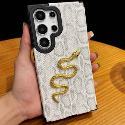 Luxury 3D Gold Snake Plating Leather Case - Samsung