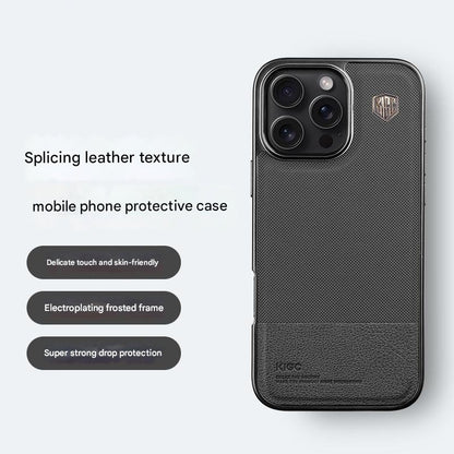 Matte Electroplated Leather Splicing Case - iPhone