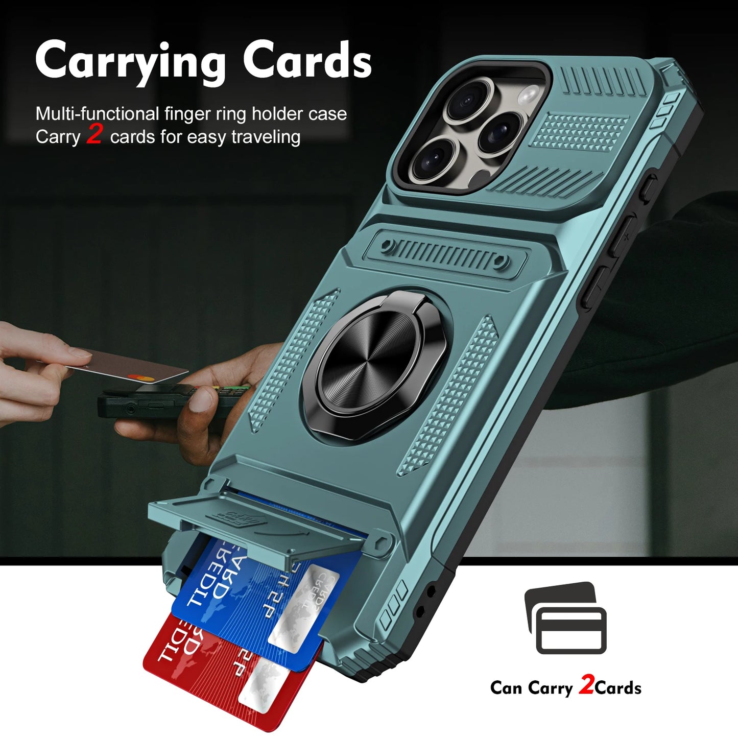 Sturdy Defence Magnetic Card Holder Case - iPhone