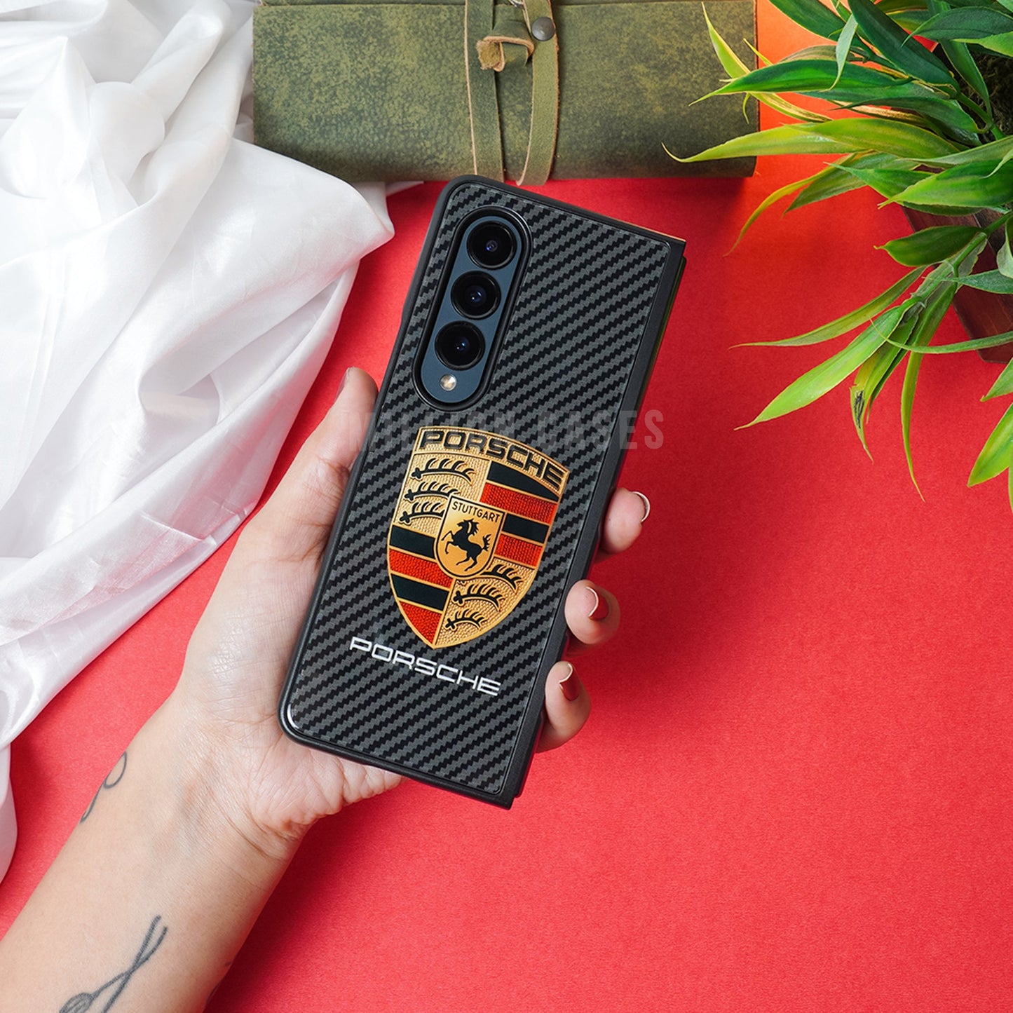 Galaxy Z Fold4 Luxurious Carbon Fiber Glass Case